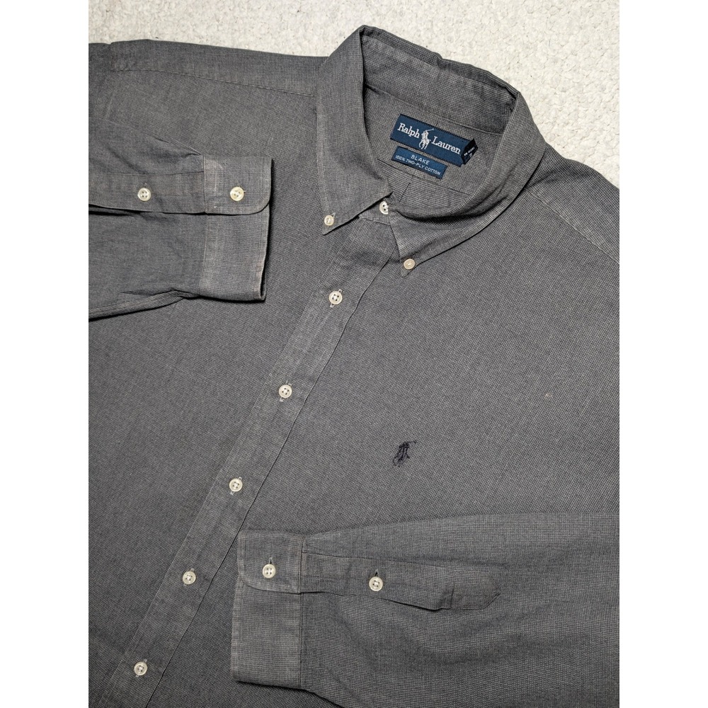 Ralph Lauren Blake Mens XXL Grey 100% Cotton Button Down Shirt Long Sleeve